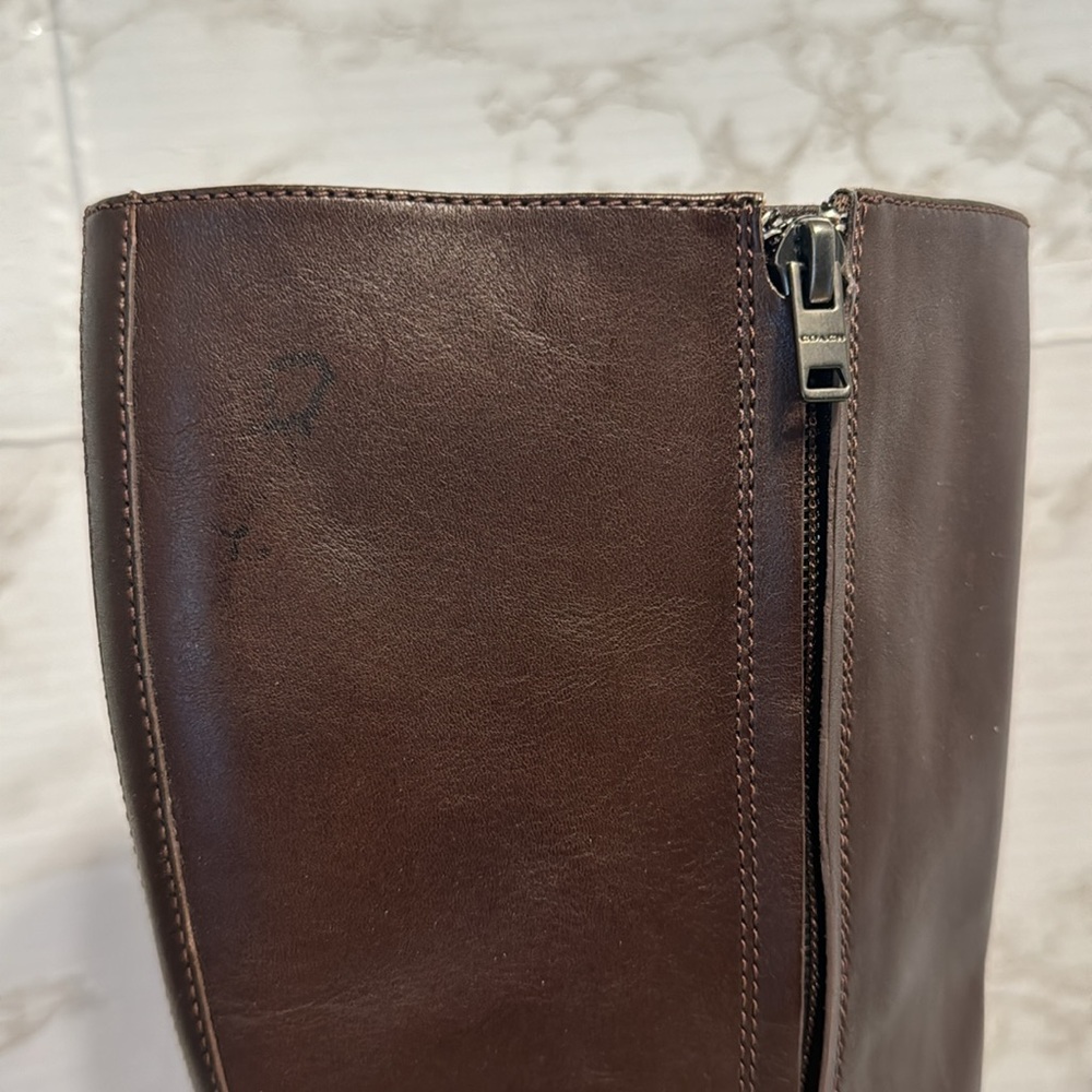 Coach ladies dark chocolate brown tall Brynn Riding leather Boots size 10 B - Picture 10 of 13